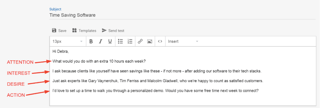 sales email template
