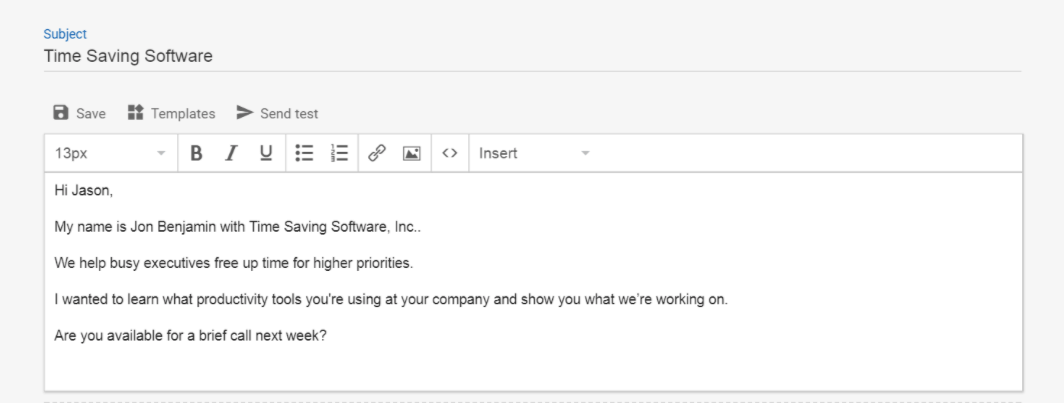 sales email template