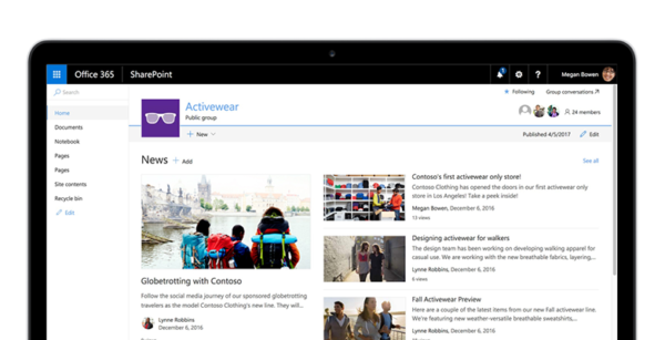Screenshot of SharePoint