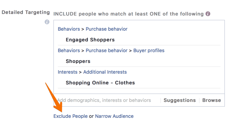 Facebook Advertising Audience Exclude People