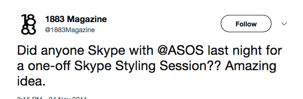 1883 Magazine Tweet