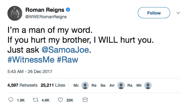 WWE Tweet