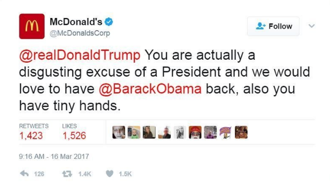 Social media crisis management McDonalds anti-Trump tweet