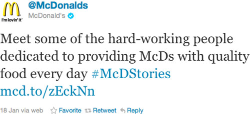 Social media crisis management McDonalds McDStories hashtag example