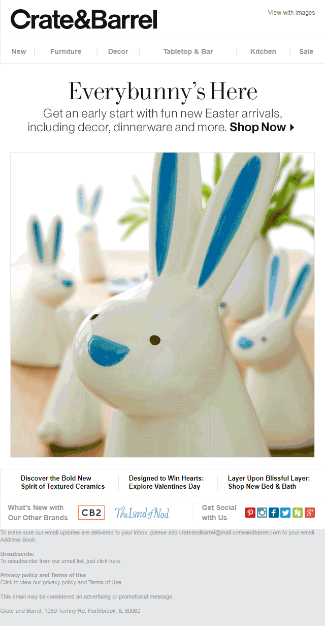 Crate&Barrel Easter Email