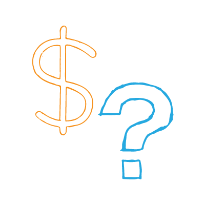 You need a marketing budget template to look at your marketing budget and figure out how much a website costs for your business — a dollar sign and a blue question mark