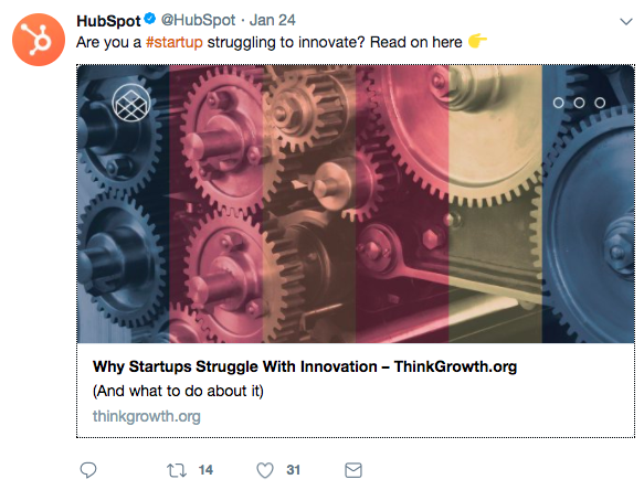 HubSpot social media post