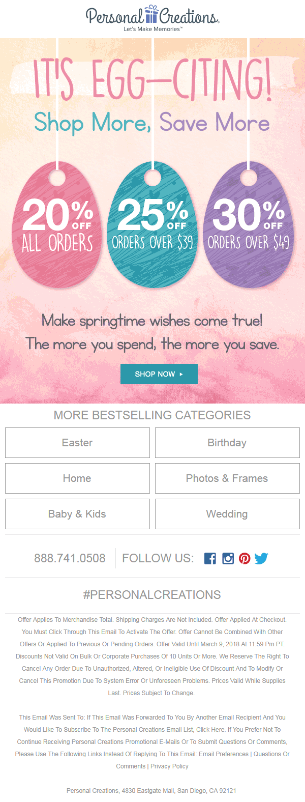 Personal Creations Easter Email