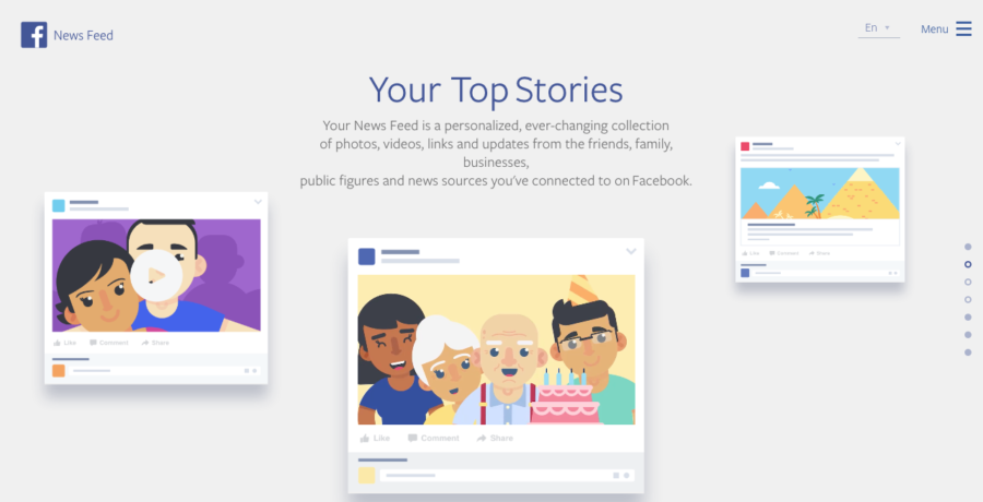 Facebook's News Feed introduction screen