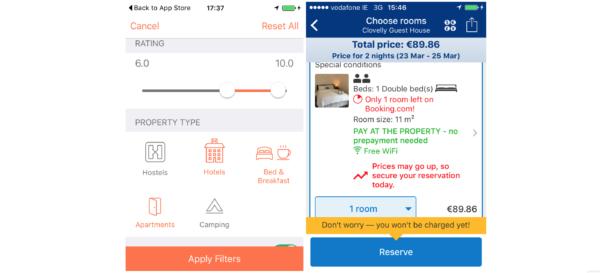 screenshots of travel apps show simple UX