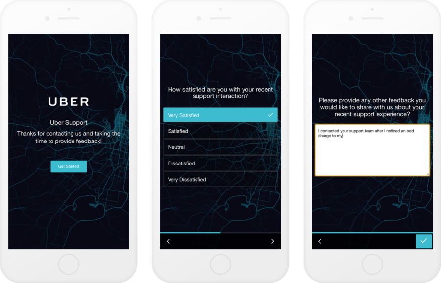 Uber customer support survey example