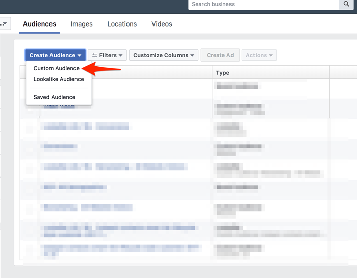 facebook custom audience traffic from specific page