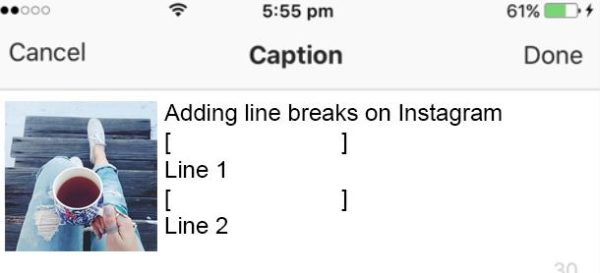How to add line breaks on instagram how to go to next line in 