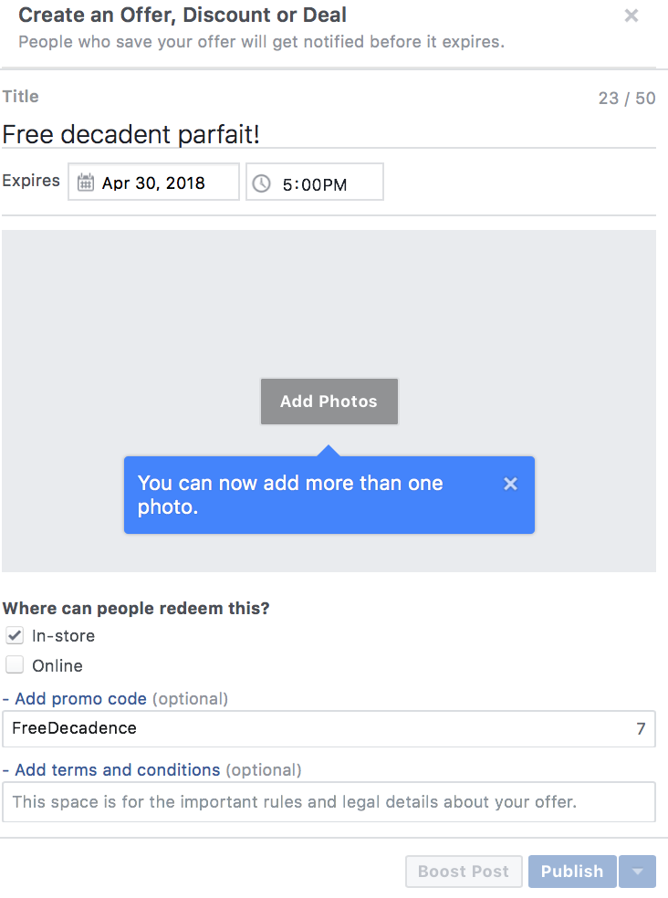 how to use Facebook Offers 