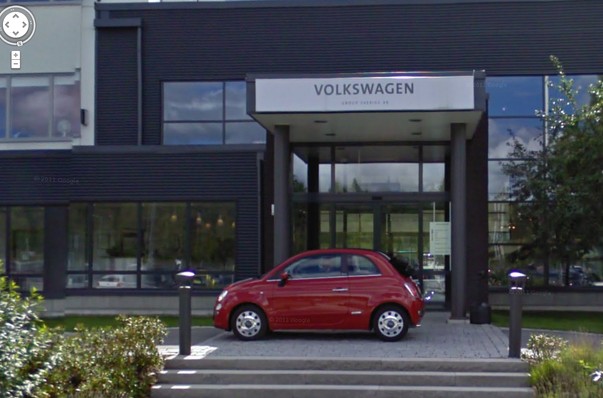 Ambush marketing Fiat photobombs Volkswagen Swedish headquarters Google Maps