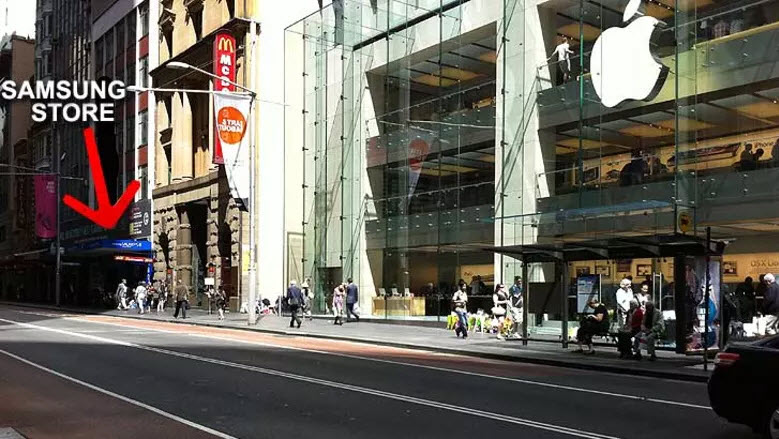 Ambush marketing Samsung vs. Apple Sydney pop-up store iPhone 4S launch