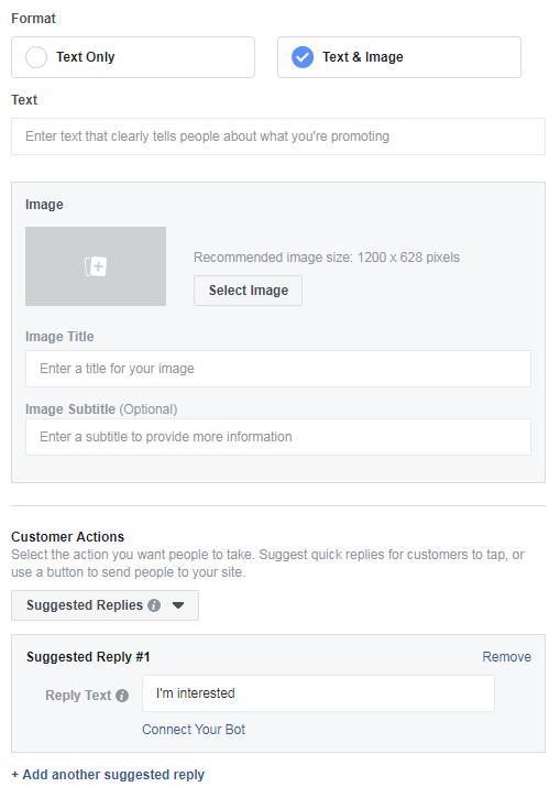 facebook messenger ads custom replies and buttons