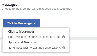 facebook messenger ads two formats
