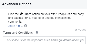 facebook offer ad hide share button