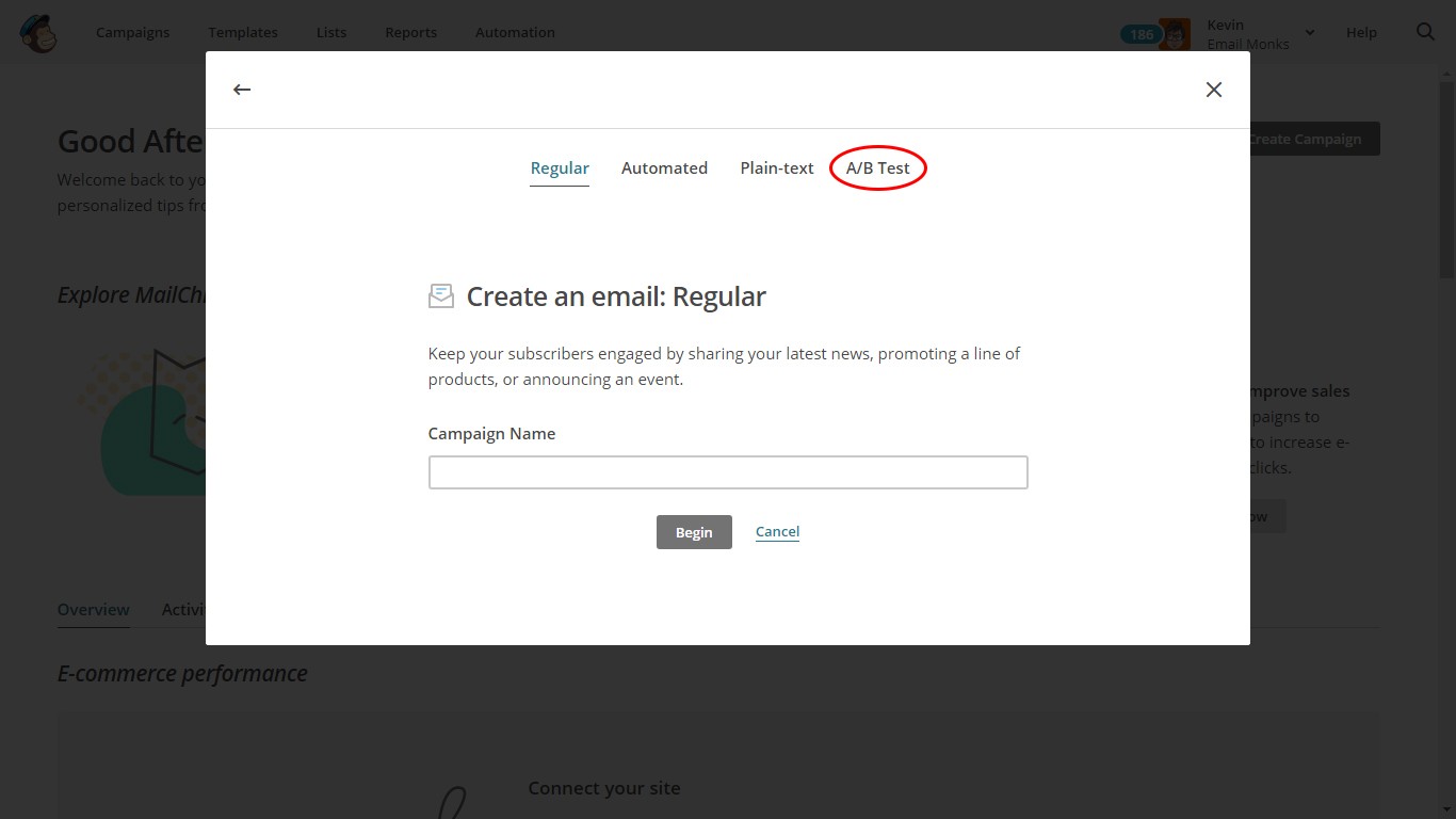 A B testing your Email Campaigns Mailchimp 