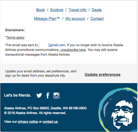 Alaska Airlines – Email Marketing – Footer with Image