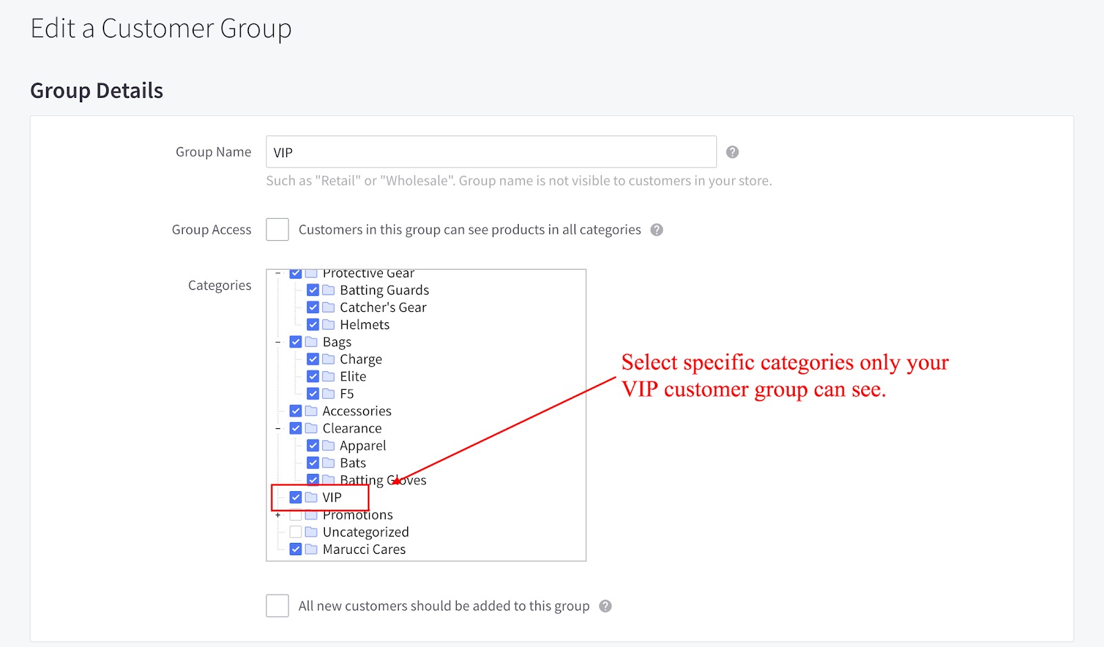 BigCommerce customer groups VIP