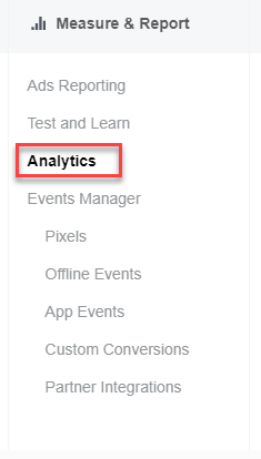 facebook business manager measure and report tab