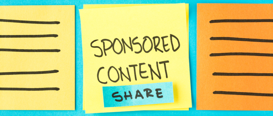 sticky notes with word "sponsored content" written on it