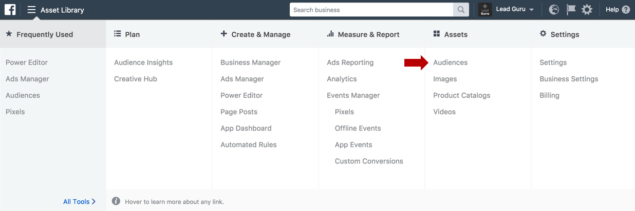 Audiences tab Ads Manager