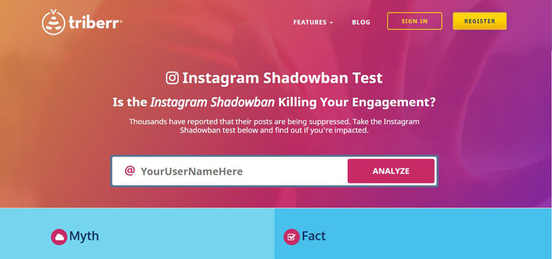 Triberr-Instagram shadowban checker