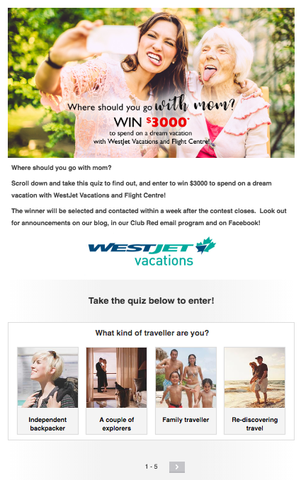 WestJet – Email Personalization – Dynamic Content