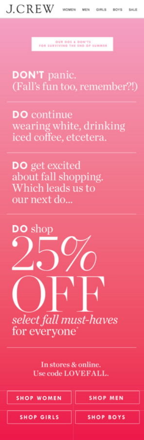 J.Crew – Offer Email Marketing