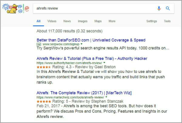ranks at #1 for “Ahrefs review