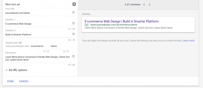 image of sample adwords
