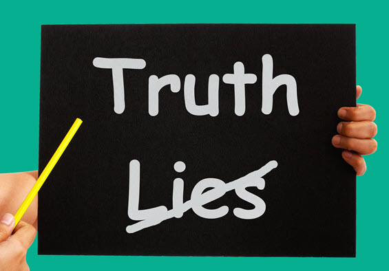 Truth and lies on chalkboard