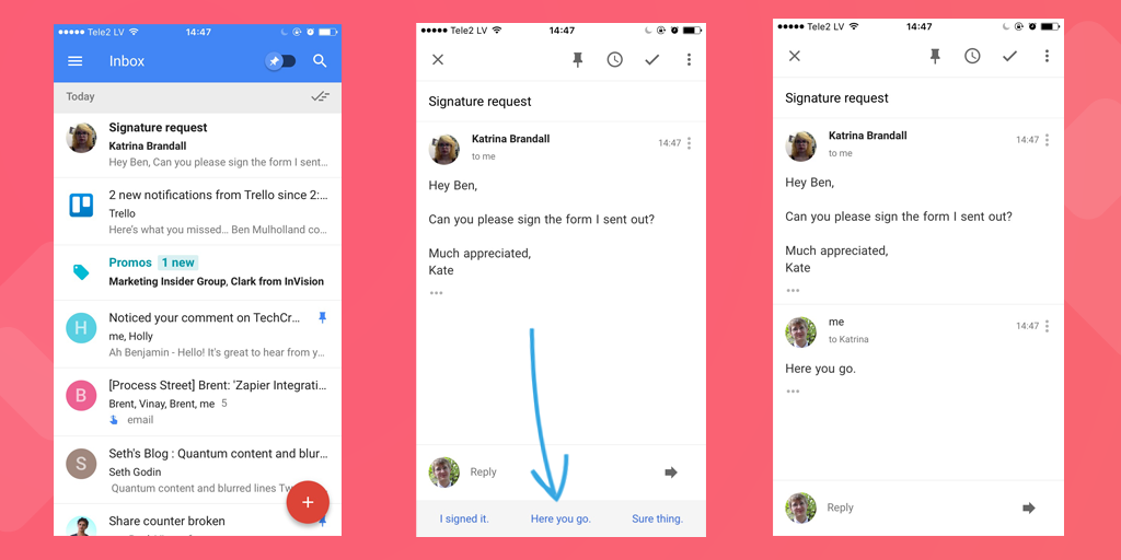 Inbox vs Gmail screenshots