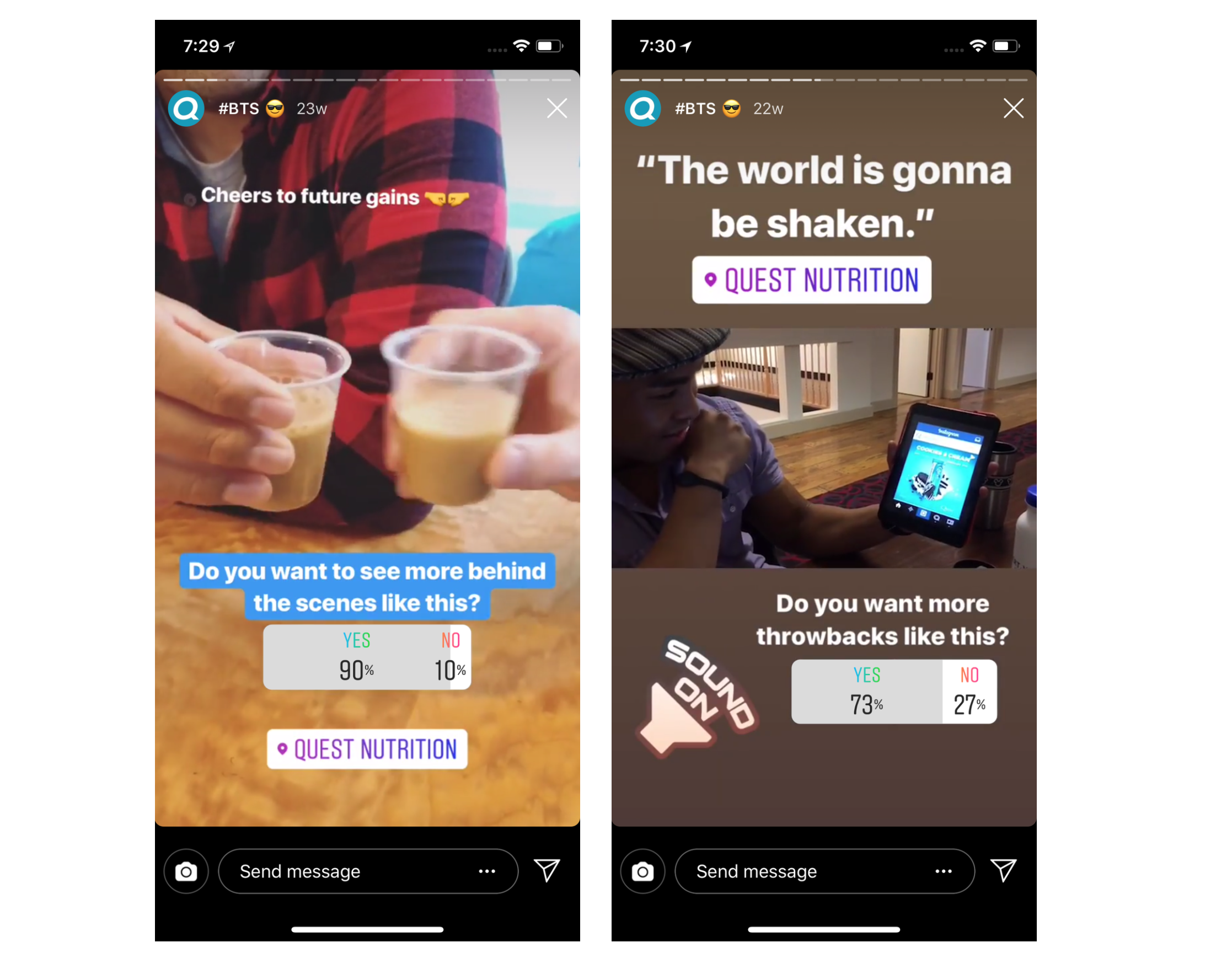 instagram stories and polls from Quest Nutrition