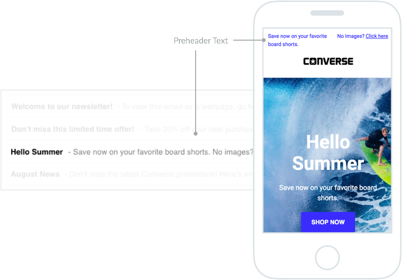 Converse Email Marketing – Subject Line and Pre-Header Text