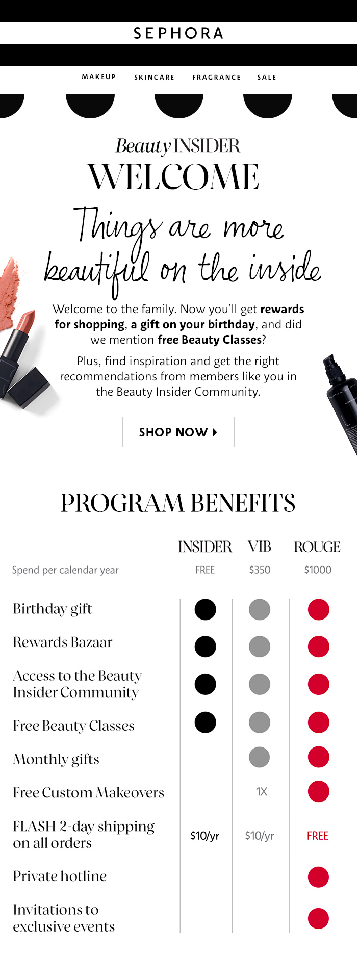 Sephora – Marketing Automation – Welcome Email