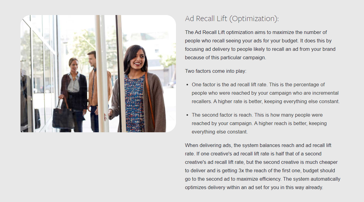Facebook ad recall lift rate