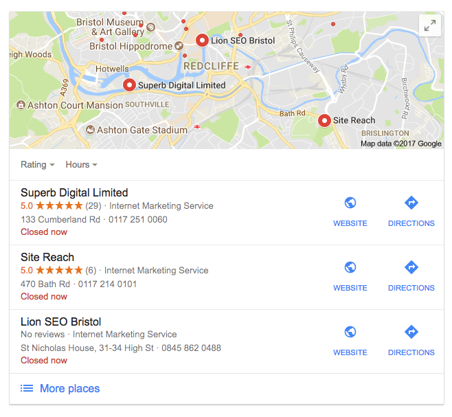 Google Local Pack for SEO Bristol