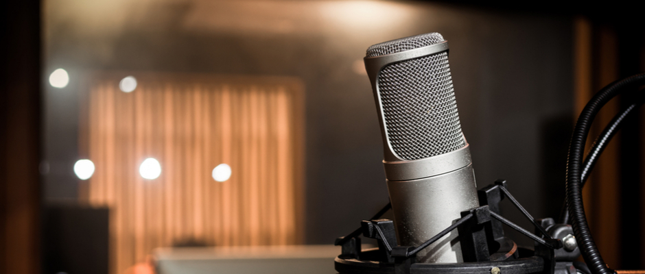 a microphone in a studio