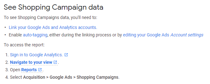 how to see shopping campaign data