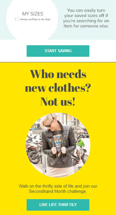 thredUP promotional email call to action (CTA) example