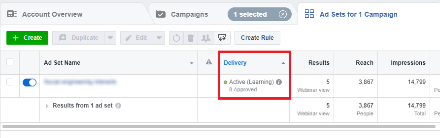Facebook ads learning phase