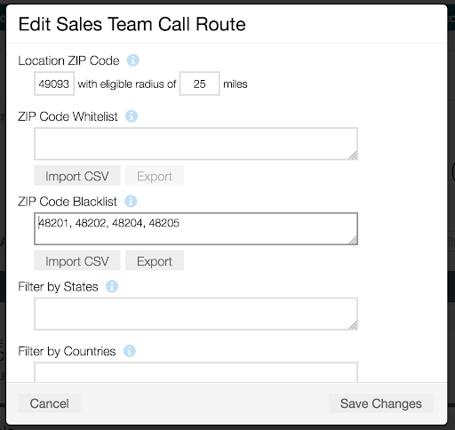 DialogTechs ZIP code call routing options