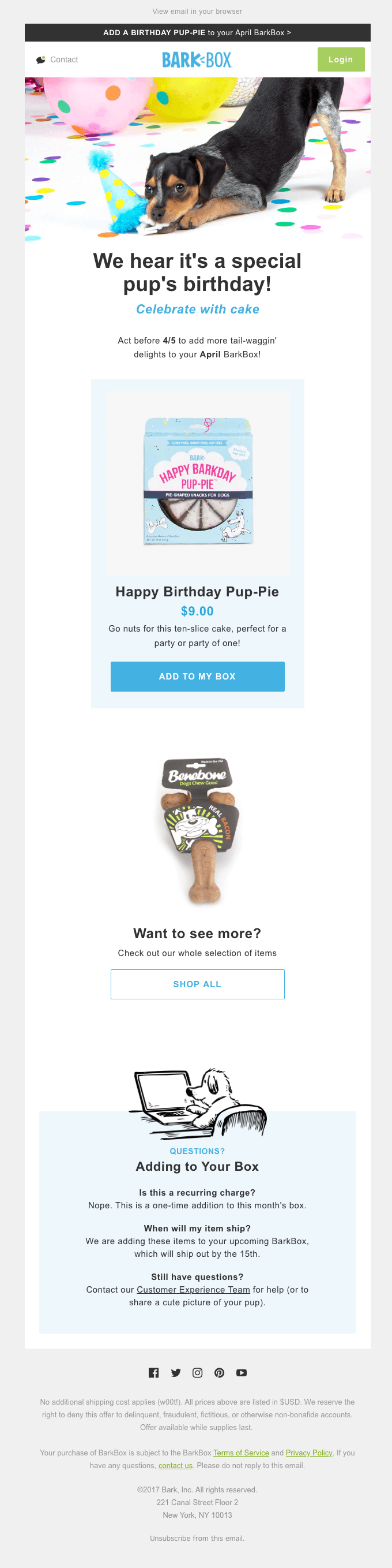 BarkBox - Boost CTRs – Automated Birthday Email