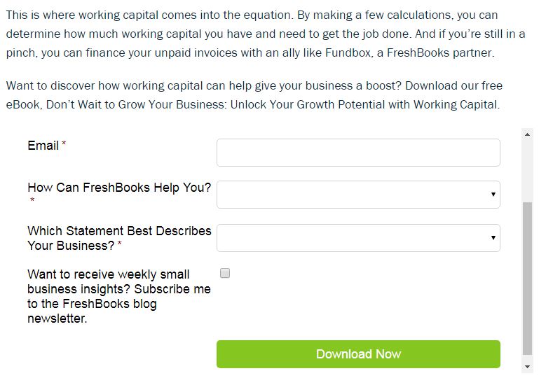 FreshBooks - Collect Email Addresses Onlin