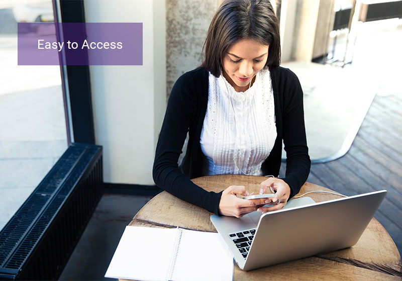 Business Women on phone accessing her partner portal