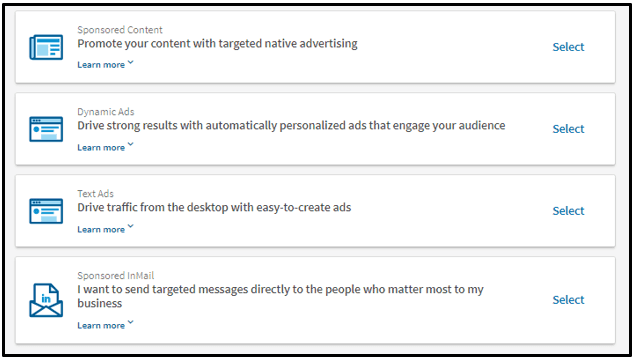 four types of LinkedIn ads